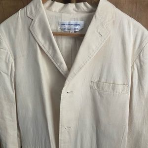 Comme des Garçons White Cotton Men’s 3-Button Sportcoat